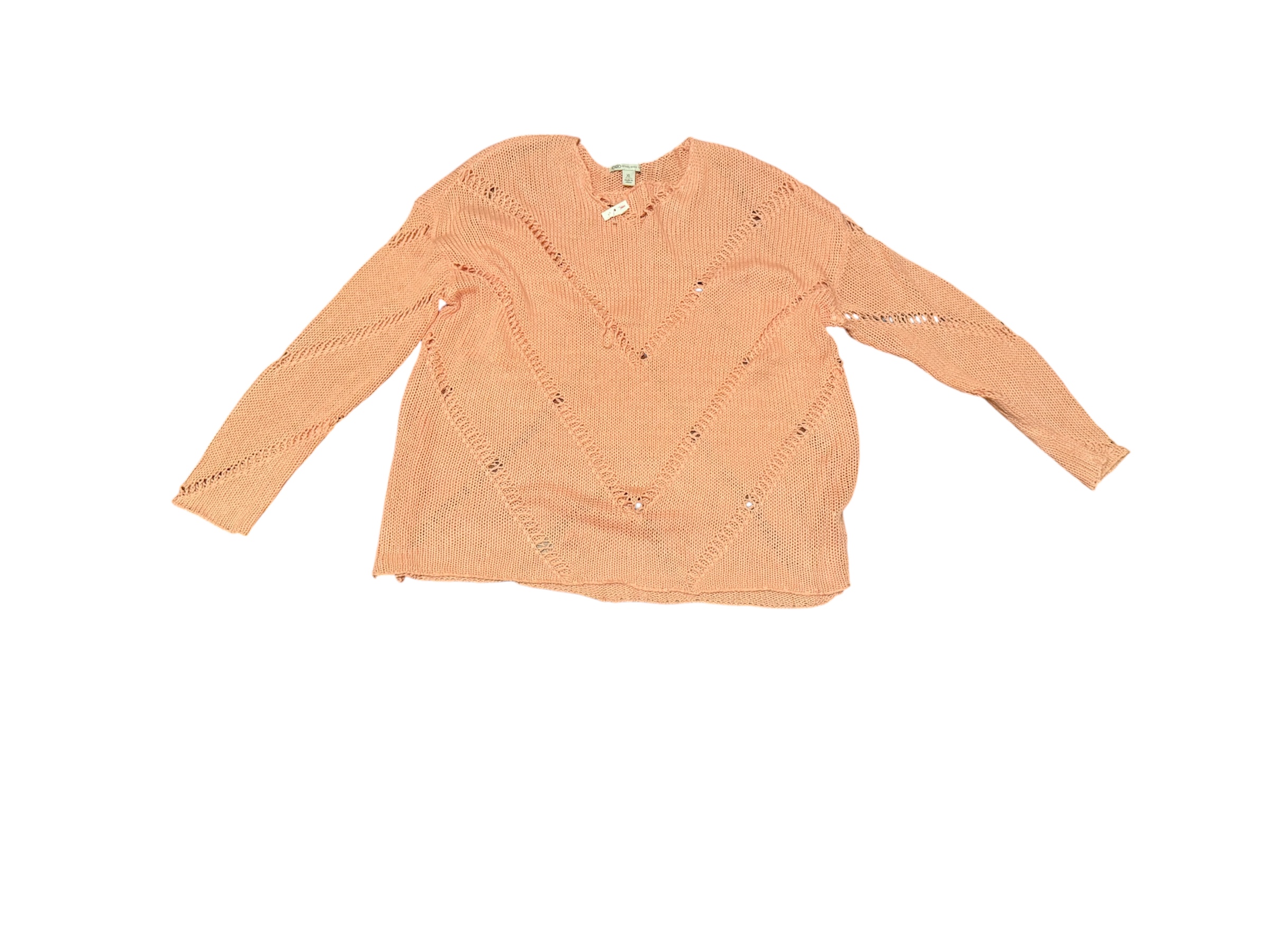 The Cozy V-Chevron Knit oversized Sweater Peach (XL) - Image 4