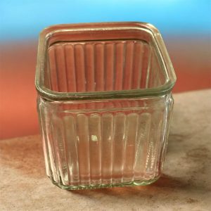 Clear Ribbed Cube Vase