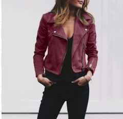 Lapel And Diagonal Zipper Short Women's Clothing - Image 8