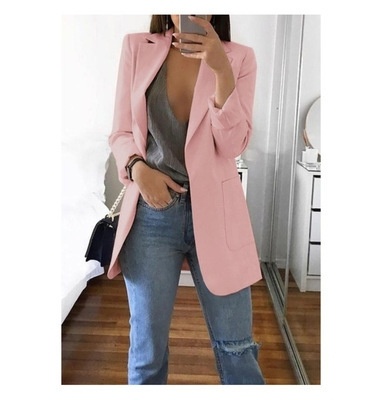 Slim Fit Lapel Blazer Women's Elegant Single Breasted Cardigan Jacket For Office Work - Image 6