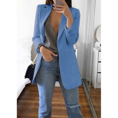 Slim Fit Lapel Blazer Women's Elegant Single Breasted Cardigan Jacket For Office Work - Image 8