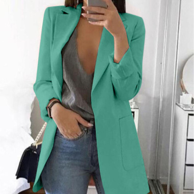 Slim Fit Lapel Blazer Women's Elegant Single Breasted Cardigan Jacket For Office Work - Image 3