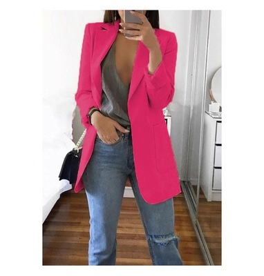 Slim Fit Lapel Blazer Women's Elegant Single Breasted Cardigan Jacket For Office Work - Image 9