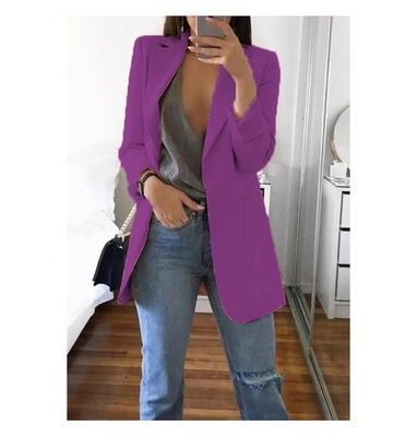 Slim Fit Lapel Blazer Women's Elegant Single Breasted Cardigan Jacket For Office Work - Image 7