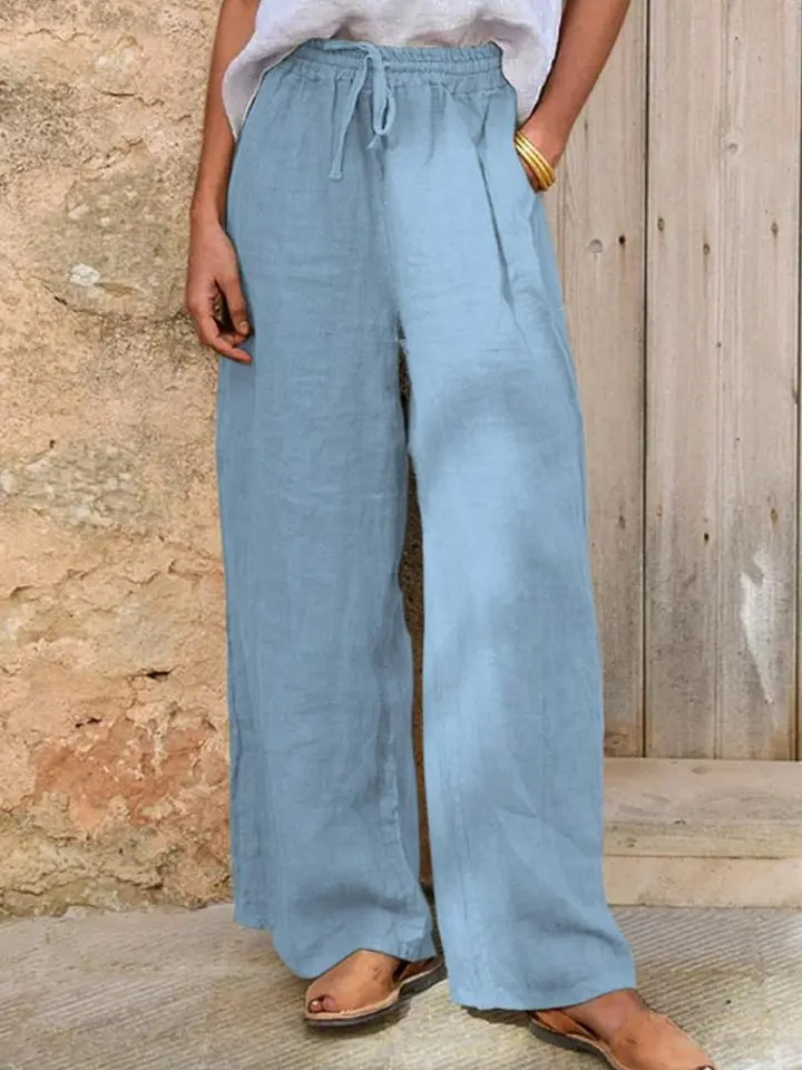 Casual Loose-fit Solid-color Drawstring Pants - Image 5