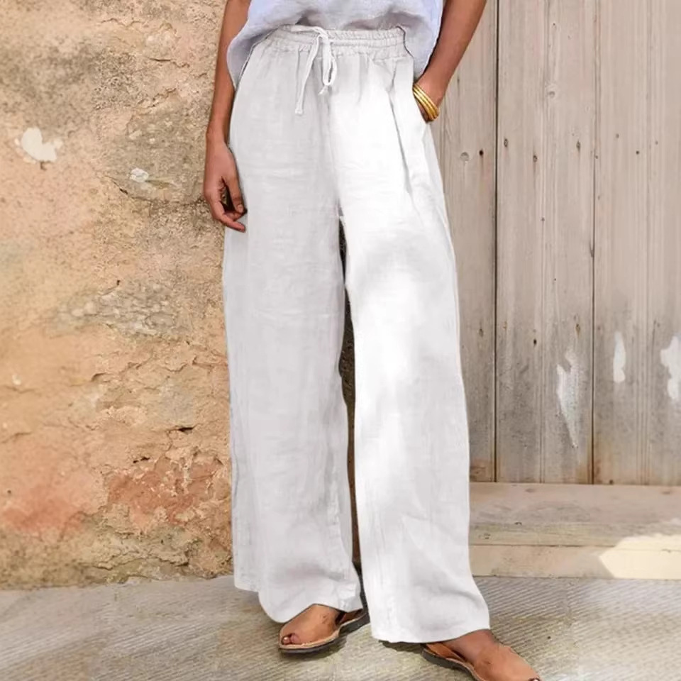 Casual Loose-fit Solid-color Drawstring Pants - Image 8