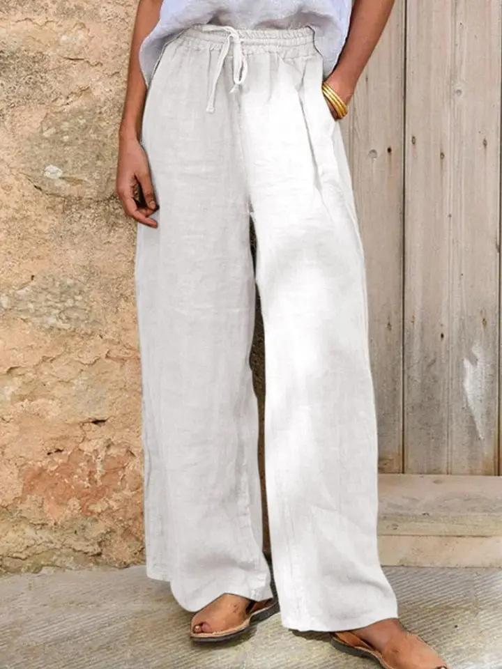 Casual Loose-fit Solid-color Drawstring Pants - Image 3