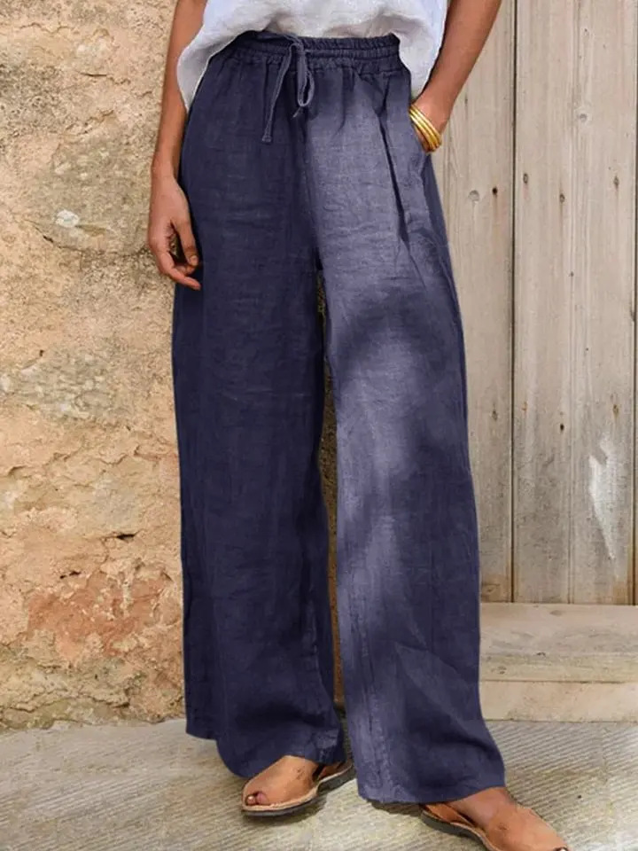 Casual Loose-fit Solid-color Drawstring Pants - Image 4