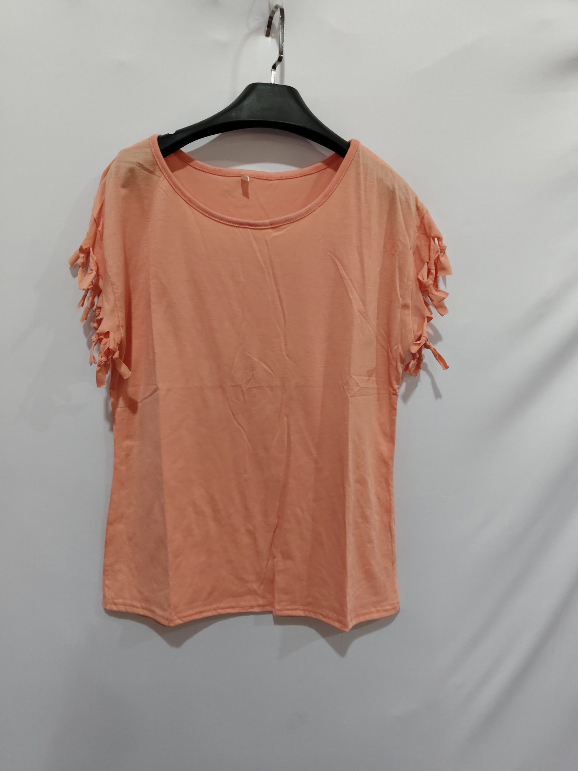 Wish quick sale eBay ladies Europe and America big size round neck short sleeve cuffs tassel T-shirt cotton tops - Image 8