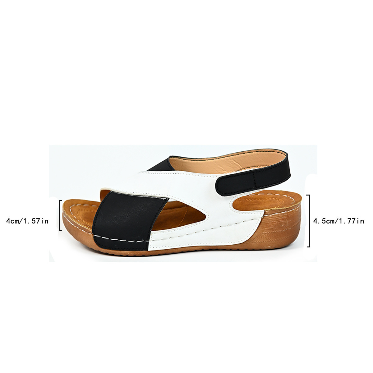 Colorblock-crossed Wedges Sandals Summer Fashion Fish Mouth Platform Roman Shoes For Women - Image 2