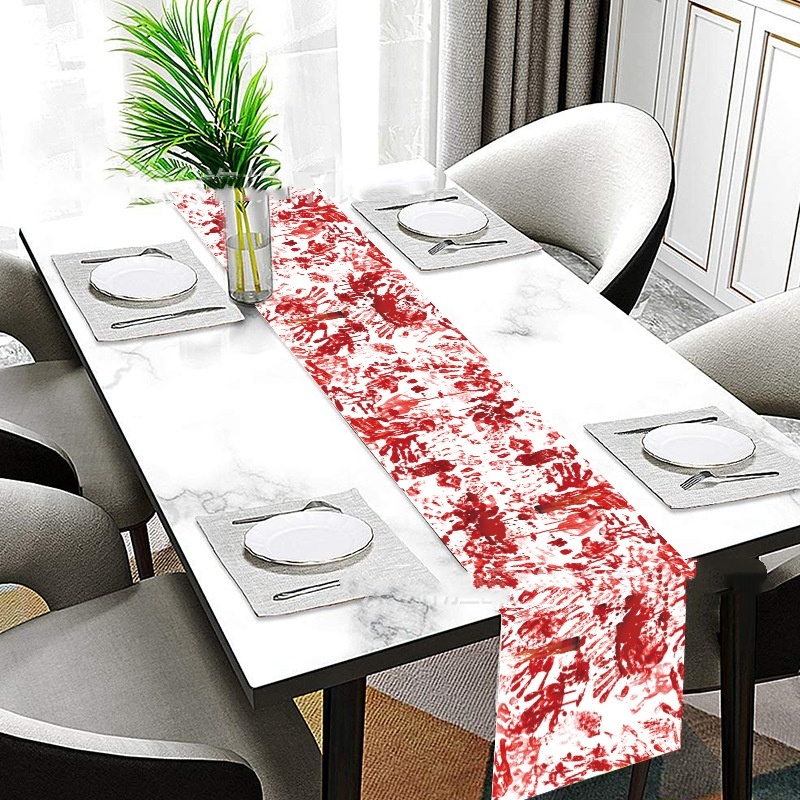 Horror Happy Halloween Tablecloth Bloody Handprint Table Cover Festival Halloween Party Tablecloth Decoration Supplies - Image 3