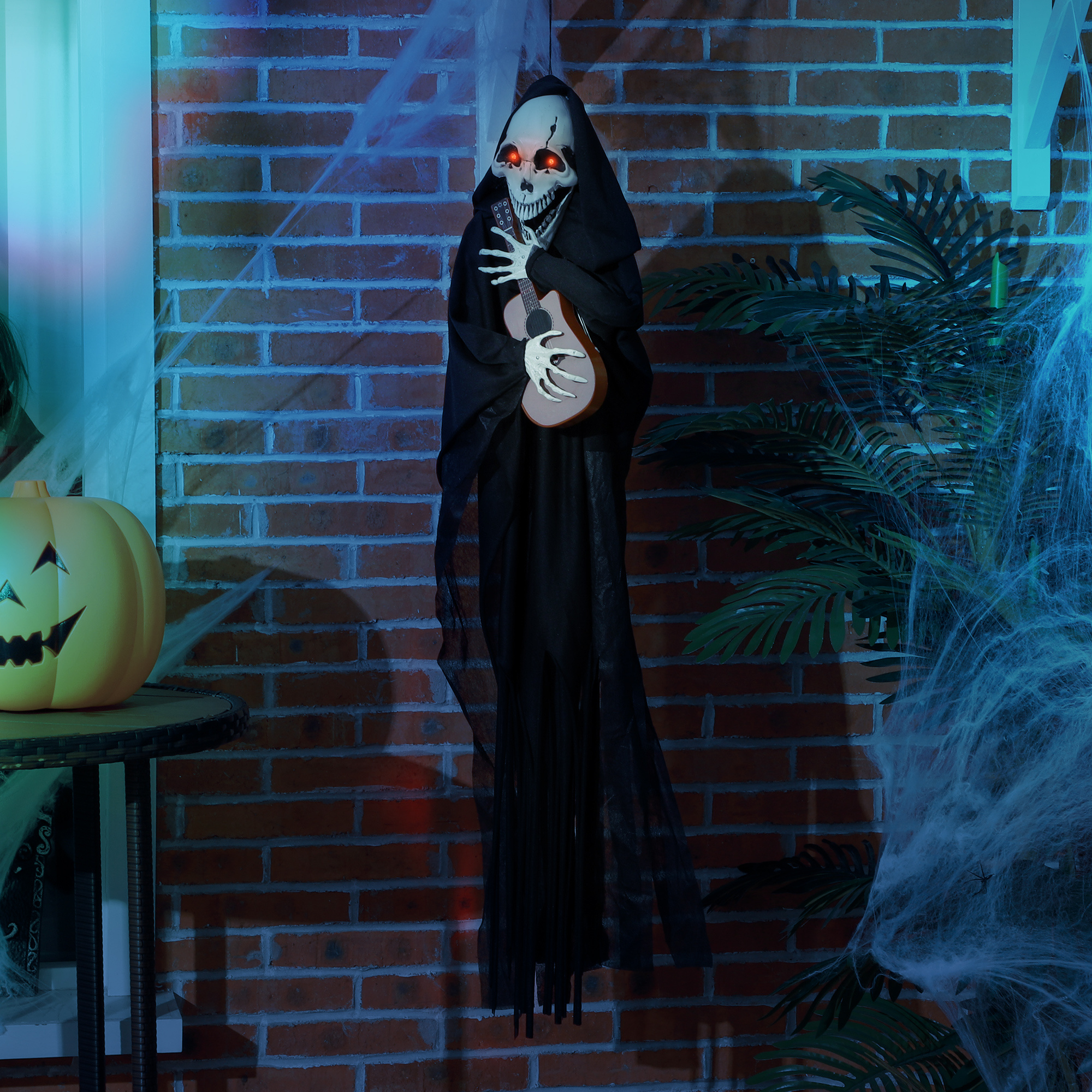 Guitar-Playing Grim Reaper Outdoor Halloween Decoration Animatronic - Image 3