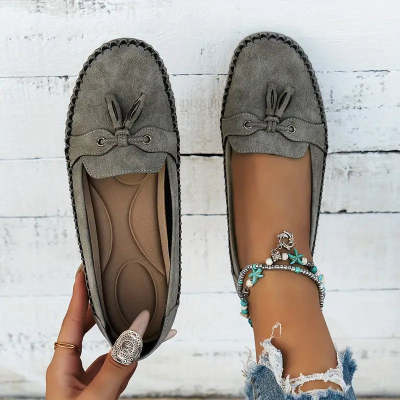 Women's Round Head Loafers Fashion Non-slip Soft Comfortable Flats Shoes - Image 3