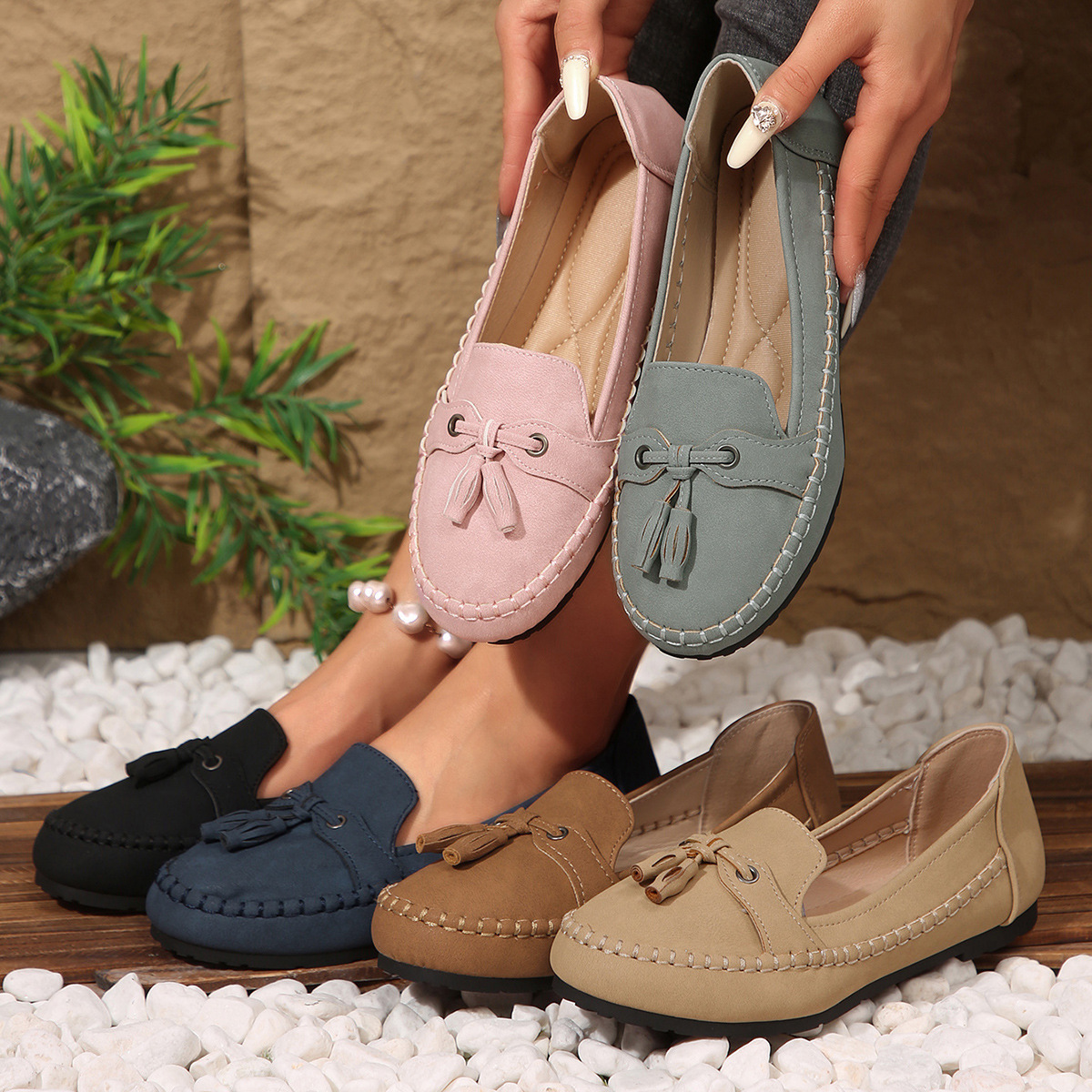 Women's Round Head Loafers Fashion Non-slip Soft Comfortable Flats Shoes - Image 9