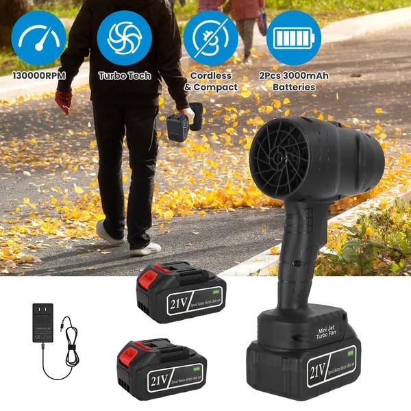 130000RPM Cordless Mini Blower, 1000W Powerful Motor With Turbo Tech - 550g Wind Pressure&600g Blowing Force, 64mm Air Output For Heavy Debris Cleaning - Image 5