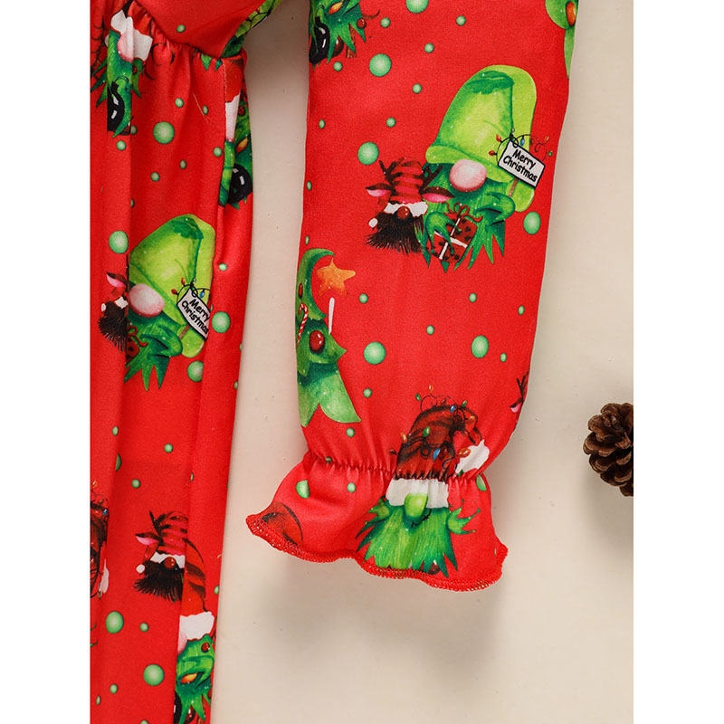Toddler Kids Baby Girl Christmas Dress Outifts, Long Sleeves Cartoon Prints Party Dress With Heart Print Vest Coat Xmas Clothes Set - Image 5