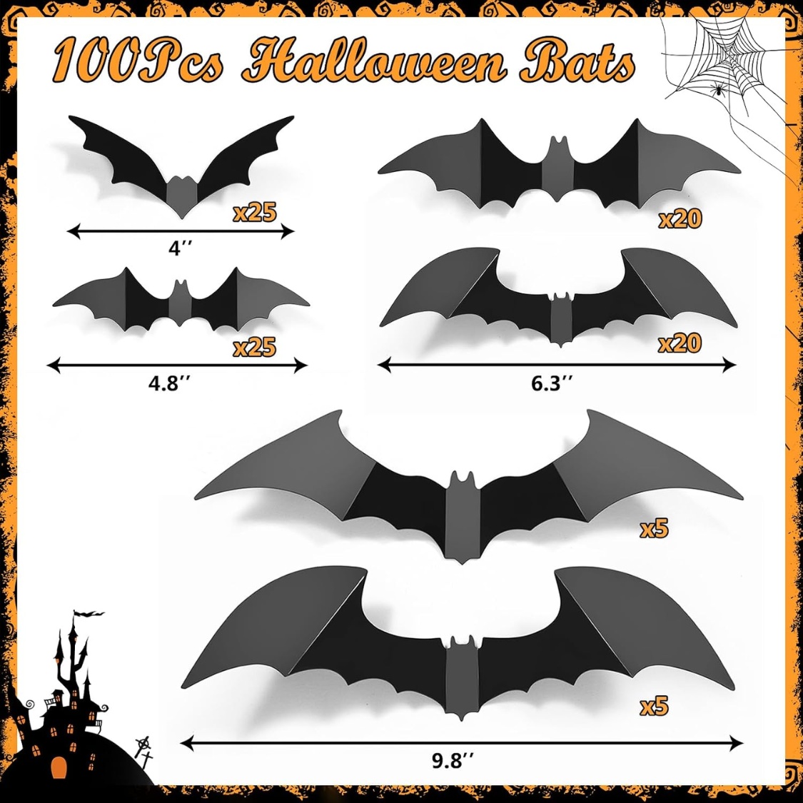 PVC 3D Bats Wall Stickers, Scary Halloween Party Decorations Indoor Outdoor - Image 2