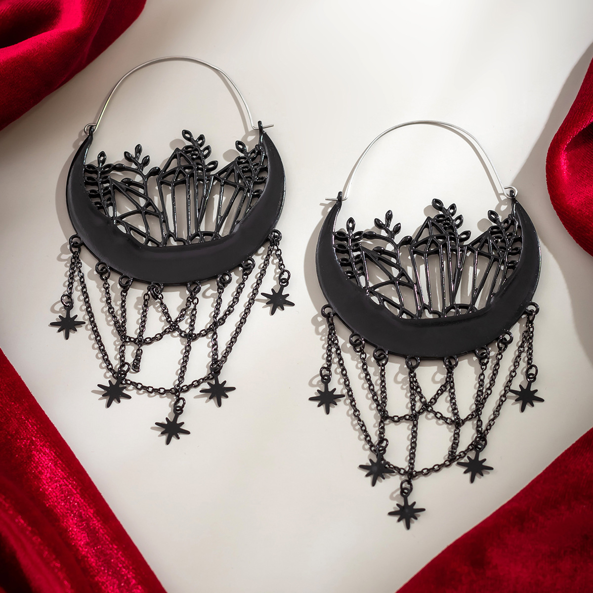 Halloween Flower Hollow Tassel Stud Earrings - Image 3