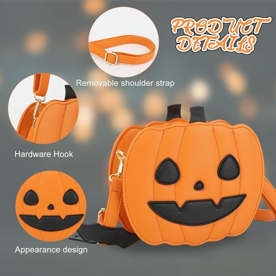 Novelty Pumpkin Purse,Halloween Pumpkin Crossbody Bag,Horror Halloween Funny Purses Handbags - Image 3