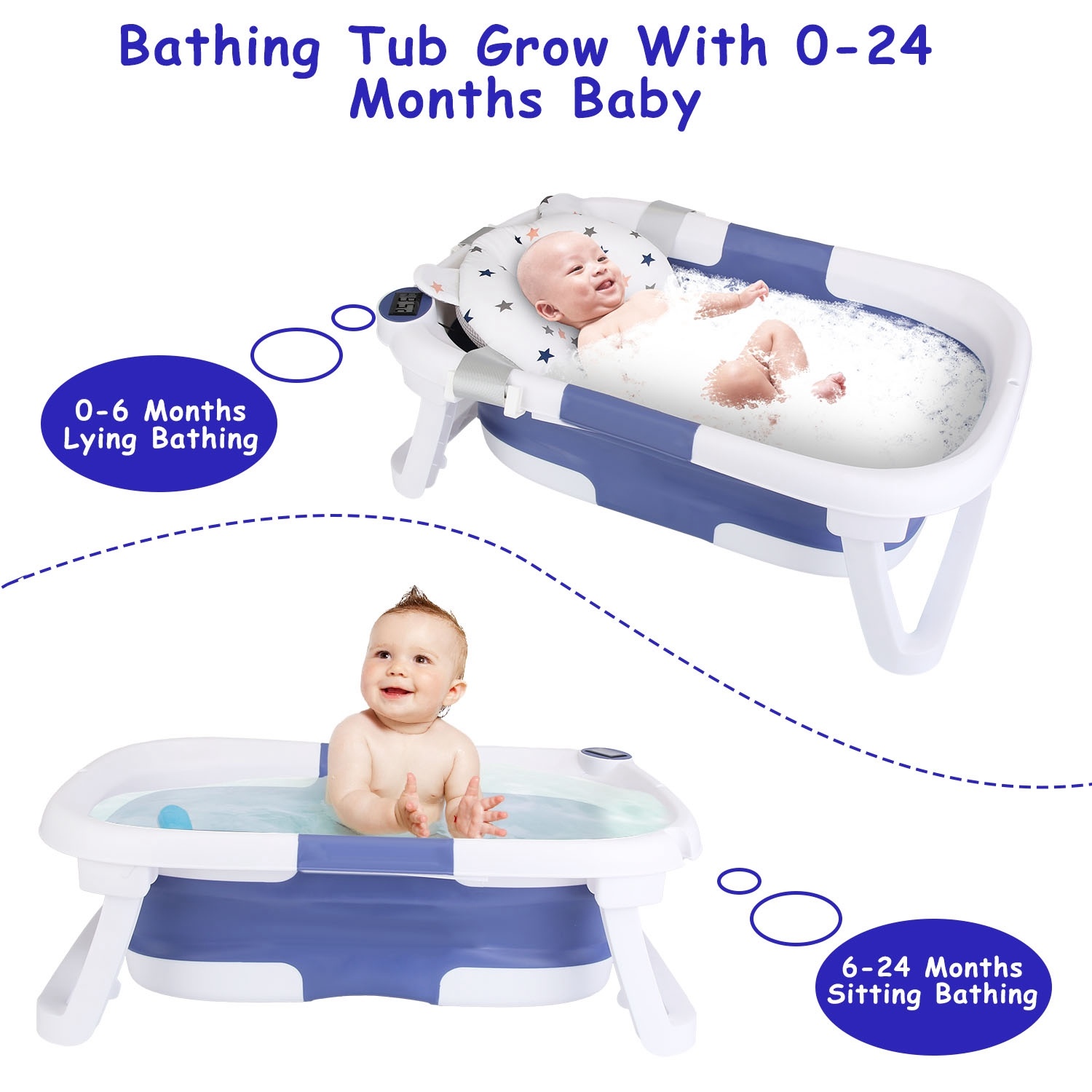 1Pc Baby Bath Tub With Thermometer Collapsible Travel Friendly 0 To 24Months Baby Bathtub With Drain Hole For Newborn Infant Toddler Odorless Toxic Free Foldable Bathtub - Image 9