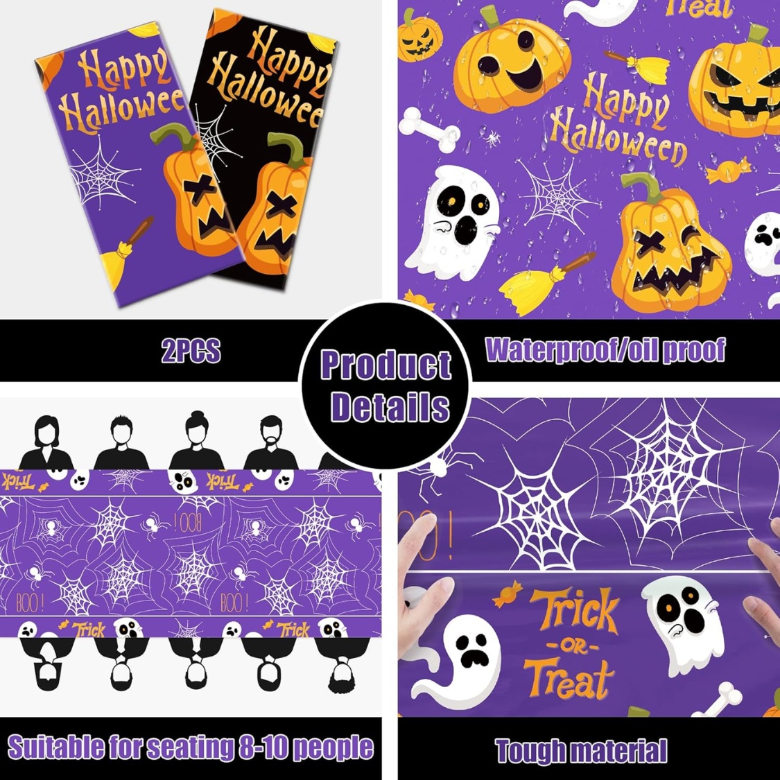 Halloween Plastic Tablecloth 2 Pack Disposable Table Cover For Halloween Party Decor - Image 6