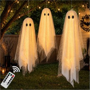 Halloween Decorations Outdoor Indoor 3pcs Hanging Ghost Decor With Light,Halloween