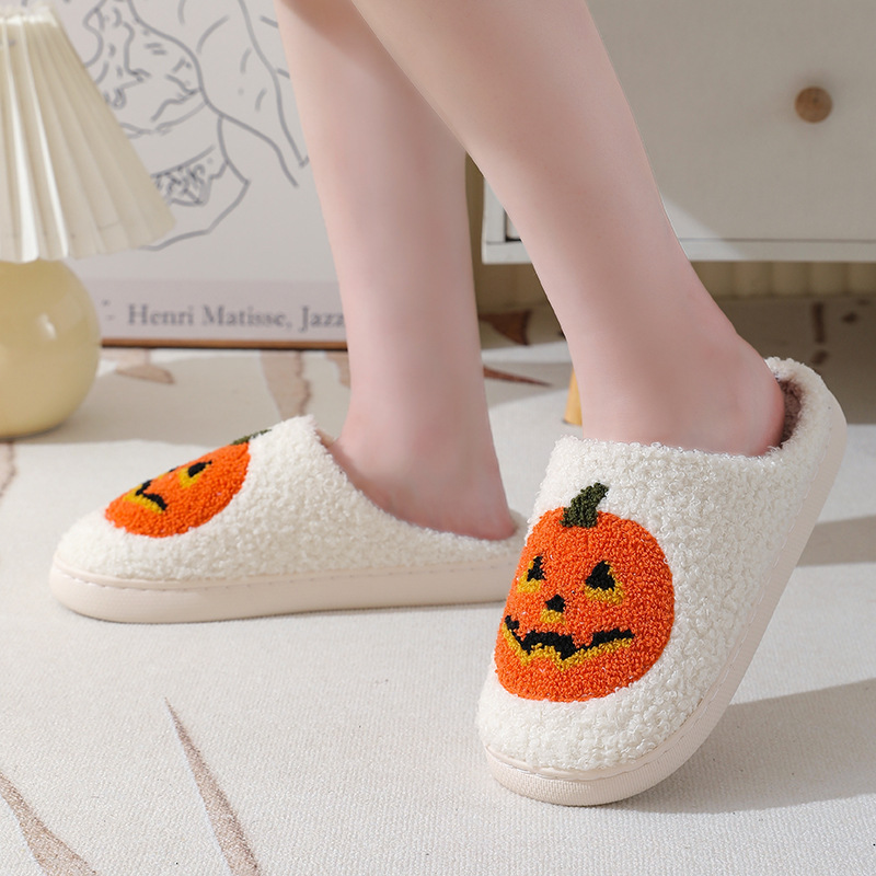 Halloween Pumpkin Cartoon Slippers Warm Winter Slippers Men And Women Couples Indoor House Shoes - Image 6
