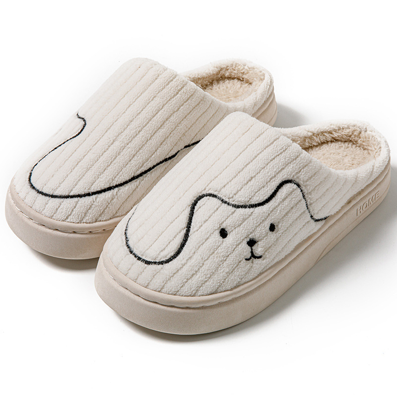 Striped Cat Slippers Indoor Couple Non-slip Floor Bedroom Slipper Winter Warm Plush House Shoes Women Men - Image 3