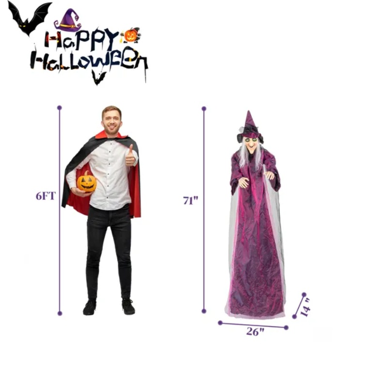 71in Life Size Hanging Witch Talking Halloween Everyday Decoration - Image 9