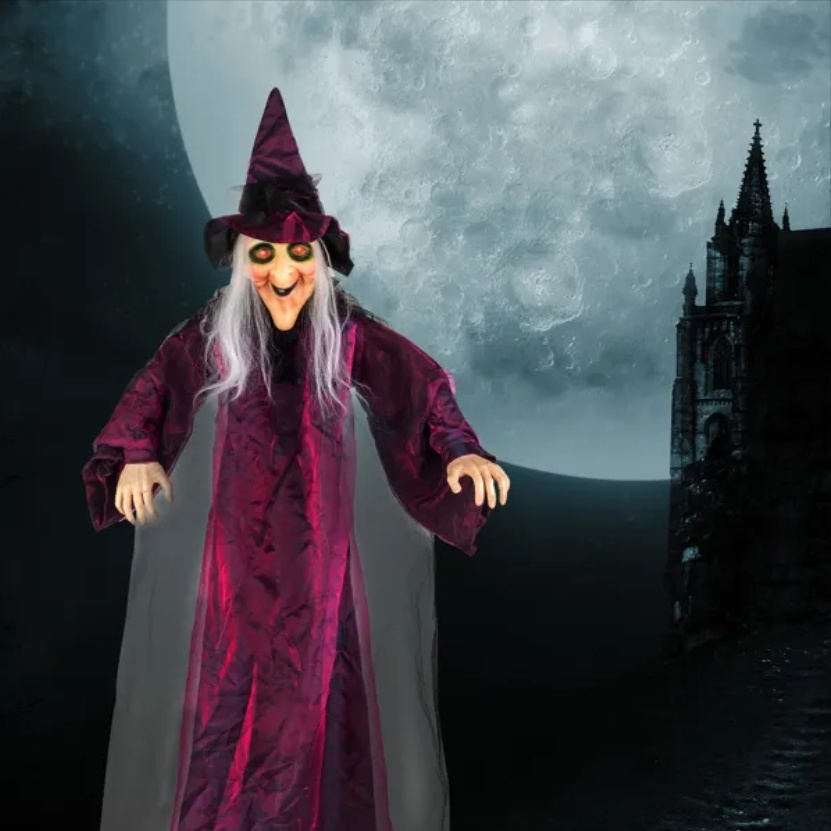 71in Life Size Hanging Witch Talking Halloween Everyday Decoration - Image 6