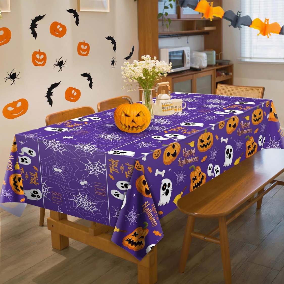 Halloween Plastic Tablecloth 2 Pack Disposable Table Cover For Halloween Party Decor - Image 5