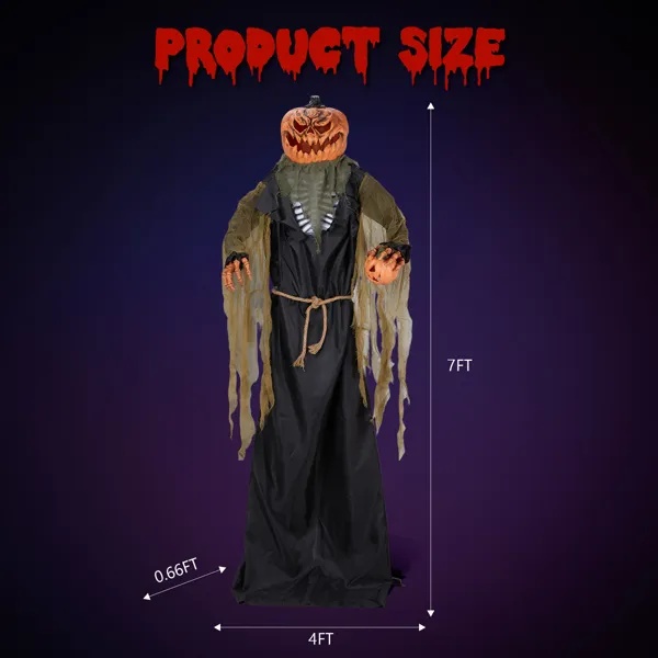 7ft Pumpkin Halloween Standing Decoration - Image 3