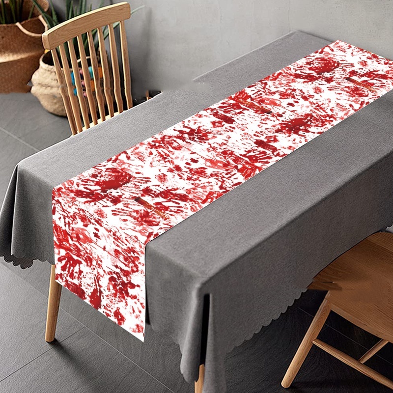 Horror Happy Halloween Tablecloth Bloody Handprint Table Cover Festival Halloween Party Tablecloth Decoration Supplies - Image 4