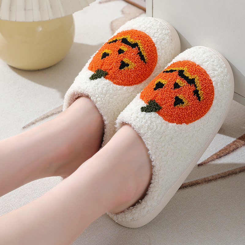 Halloween Pumpkin Cartoon Slippers Warm Winter Slippers Men And Women Couples Indoor House Shoes - Image 2