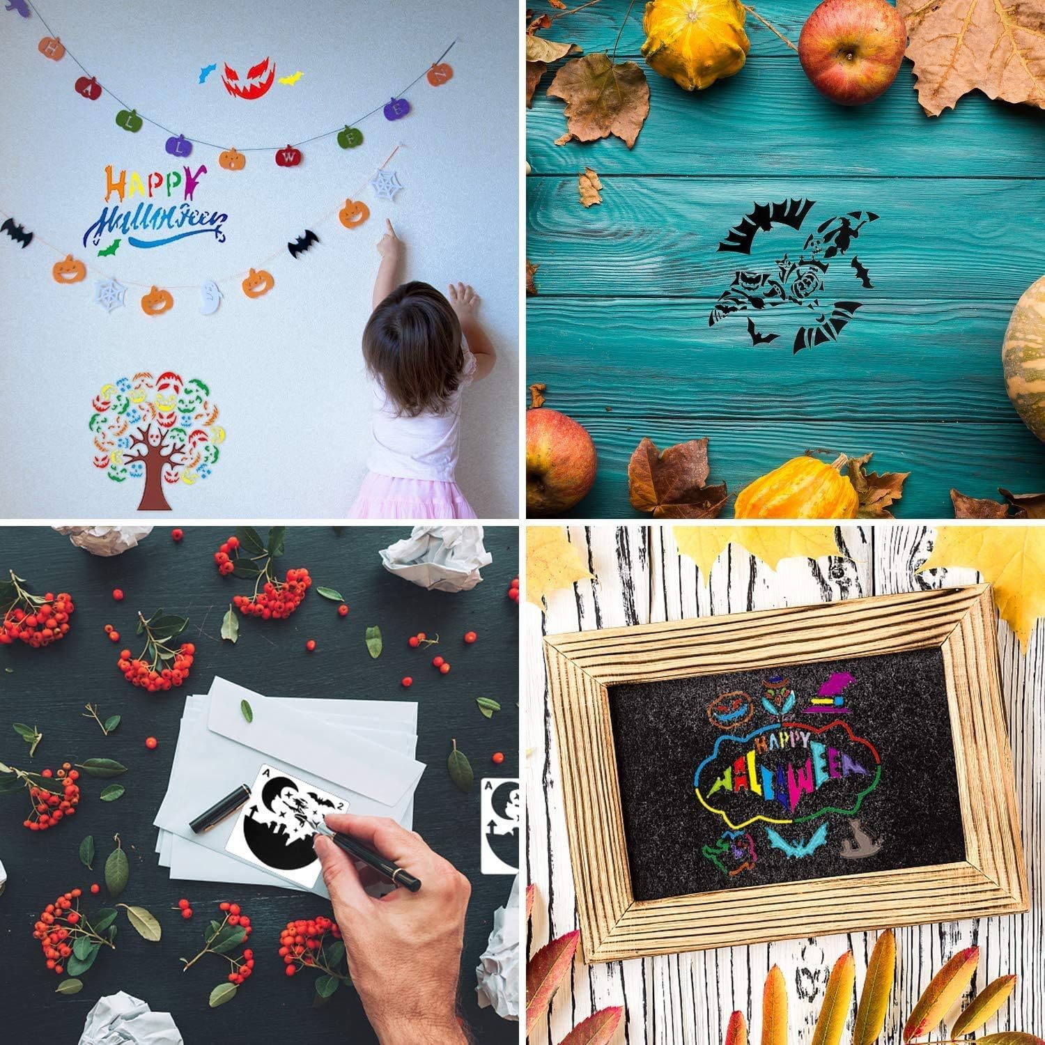32 Pcs Halloween Painting Stencils Reusable Halloween Template Pumpkin Witch Skeleton Skull Vampire For DIY Craft Drawing Painting Spraying Window Glass Wood Airbrush Walls Art - Image 6