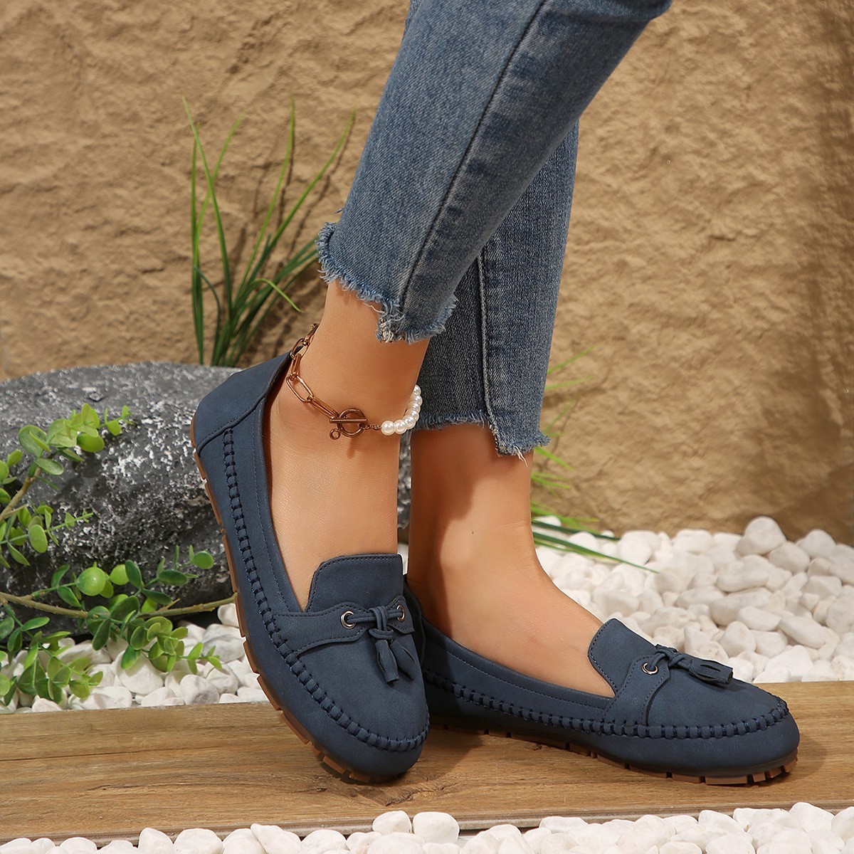 Women's Round Head Loafers Fashion Non-slip Soft Comfortable Flats Shoes - Image 2