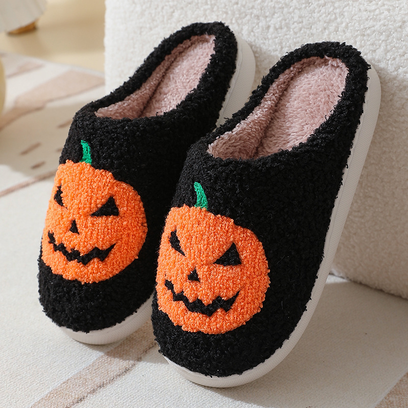 Halloween Pumpkin Cartoon Slippers Warm Winter Slippers Men And Women Couples Indoor House Shoes - Image 5