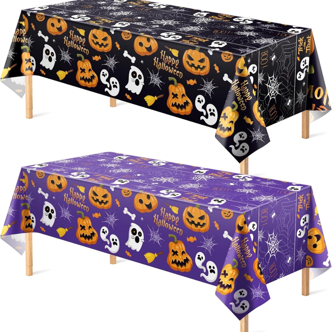 Halloween Plastic Tablecloth 2 Pack Disposable Table Cover For Halloween Party Decor