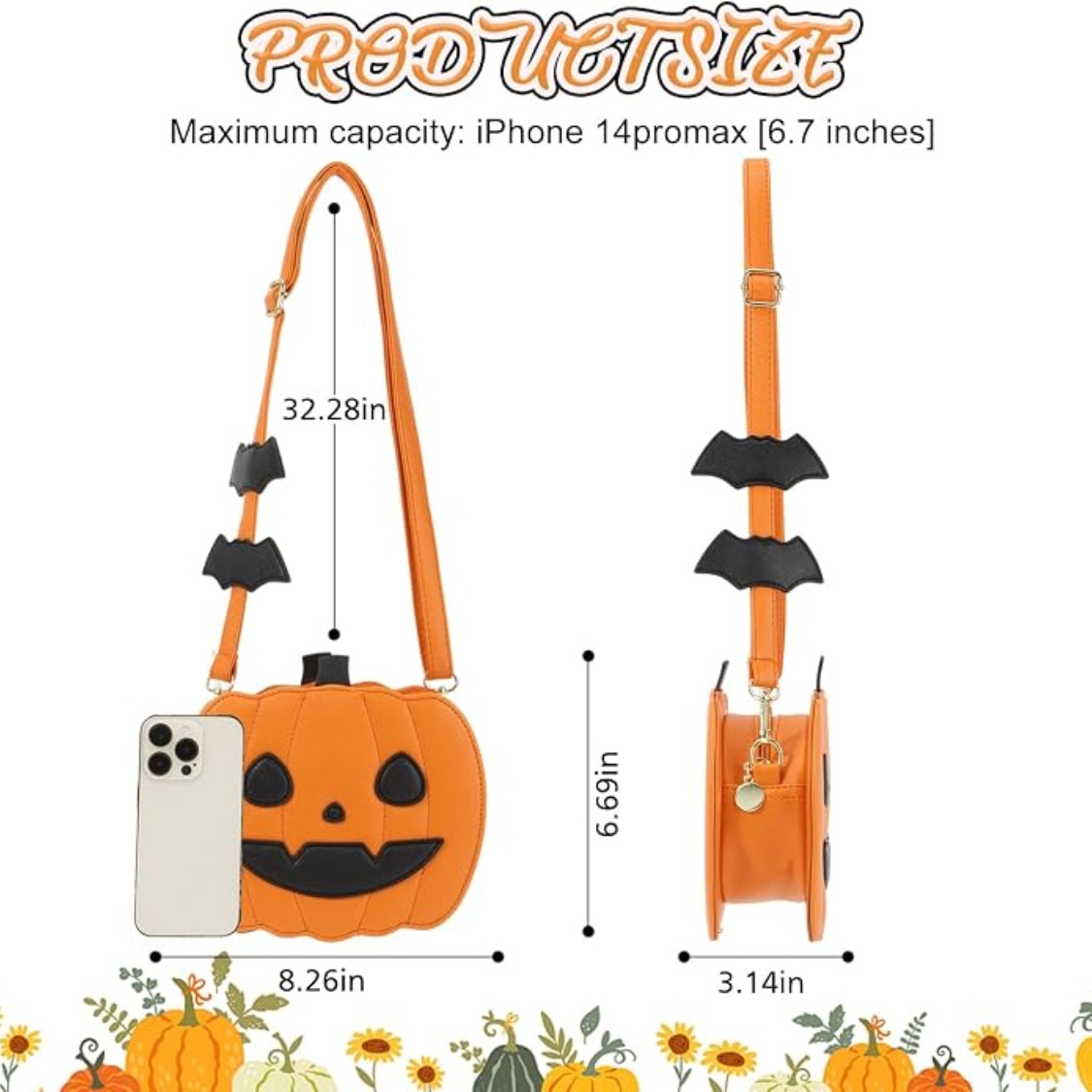 Novelty Pumpkin Purse,Halloween Pumpkin Crossbody Bag,Horror Halloween Funny Purses Handbags - Image 4