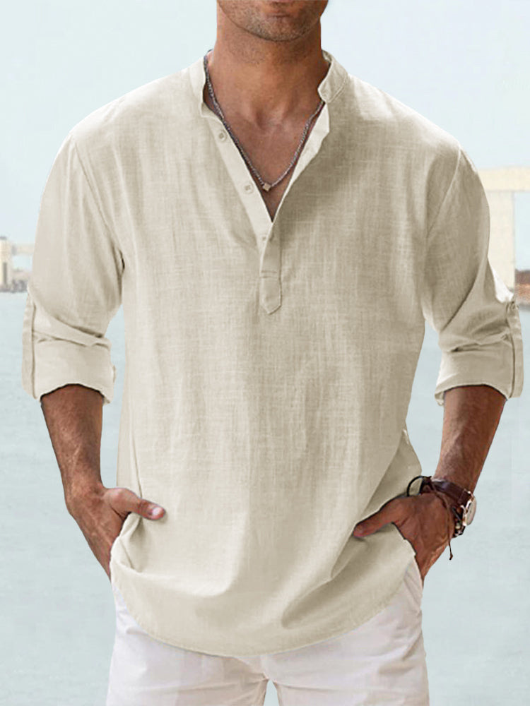 New Men's Casual Blouse Cotton Linen Shirt Loose Tops Long Sleeve Tee Shirt Spring Autumn Casual Handsome Men's Shirts - Image 4