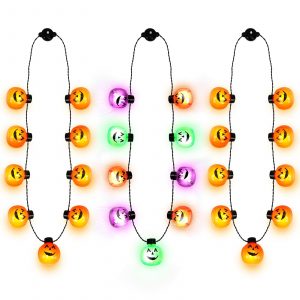 3PCS Halloween Light Up Necklaces, Pumpkin Shaped LED Necklace Halloween Eve Costume Party Accessories 3D Necklace Halloween Accessories For Halloween Party Favors And Supplies