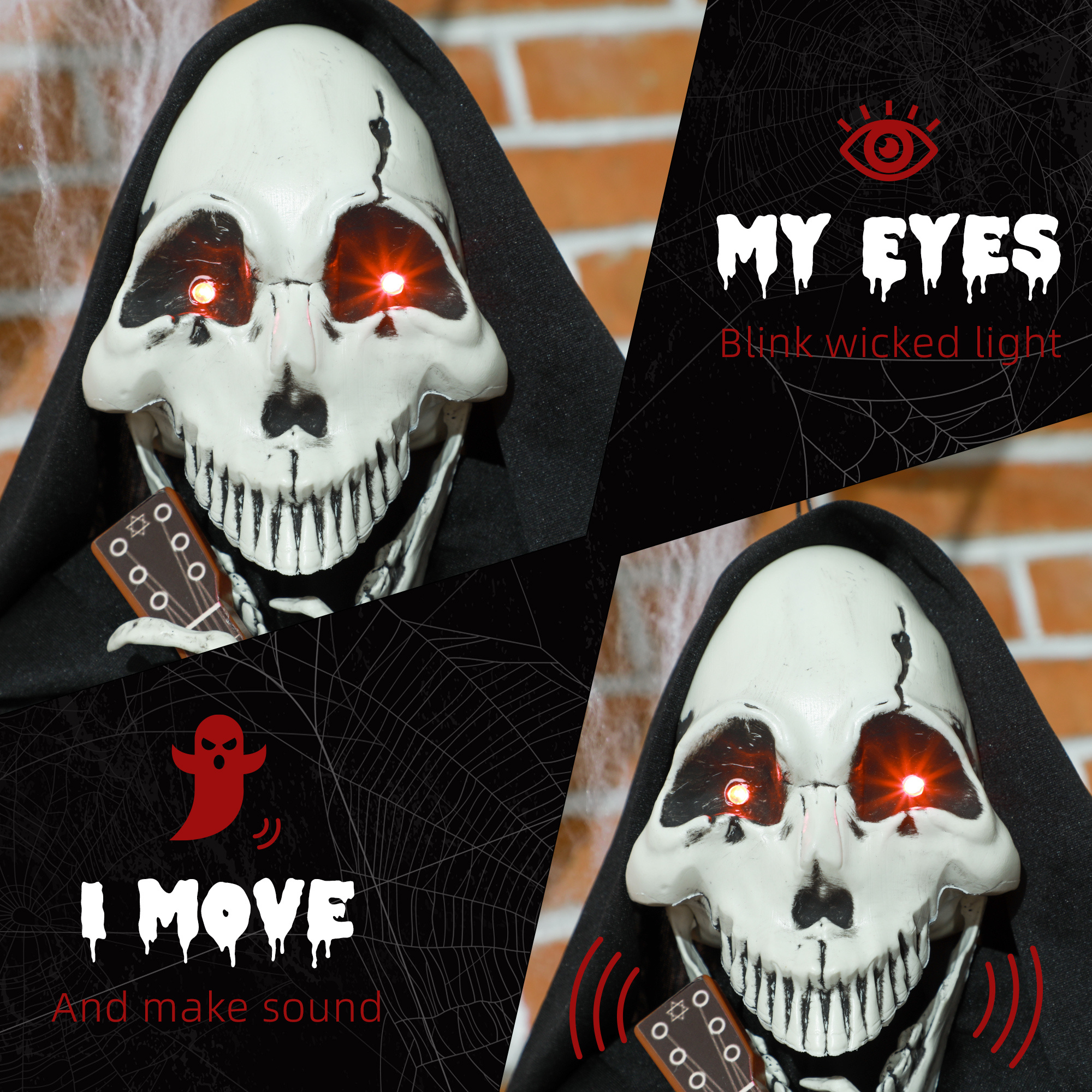 Guitar-Playing Grim Reaper Outdoor Halloween Decoration Animatronic - Image 5