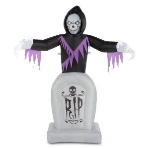 8ft Garden 3pcs LED String Lights Grim Reaper And Grave Inflatable Halloween Decoration