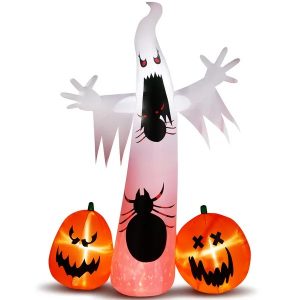 11.8 FT Halloween Inflatables Ghost Spider Pumpkin Outdoor Decorations, Scary Halloween Giant Blow Up Ghost Decorations For Holiday Party Front Yard Lawn Garden Decor
