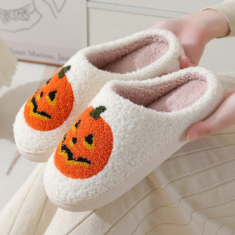 Halloween Pumpkin Cartoon Slippers Warm Winter Slippers Men And Women Couples Indoor House Shoes - Image 8