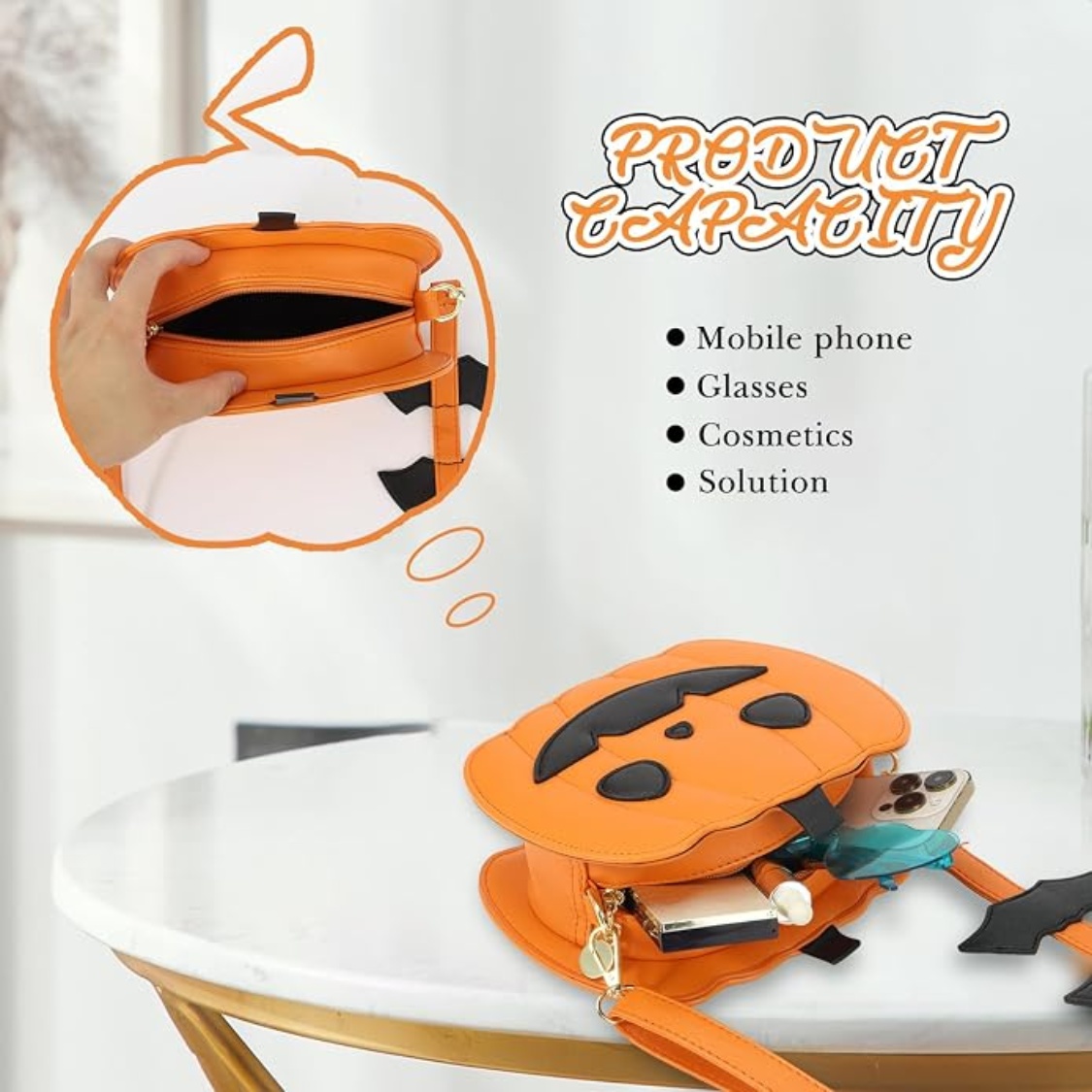 Novelty Pumpkin Purse,Halloween Pumpkin Crossbody Bag,Horror Halloween Funny Purses Handbags - Image 5