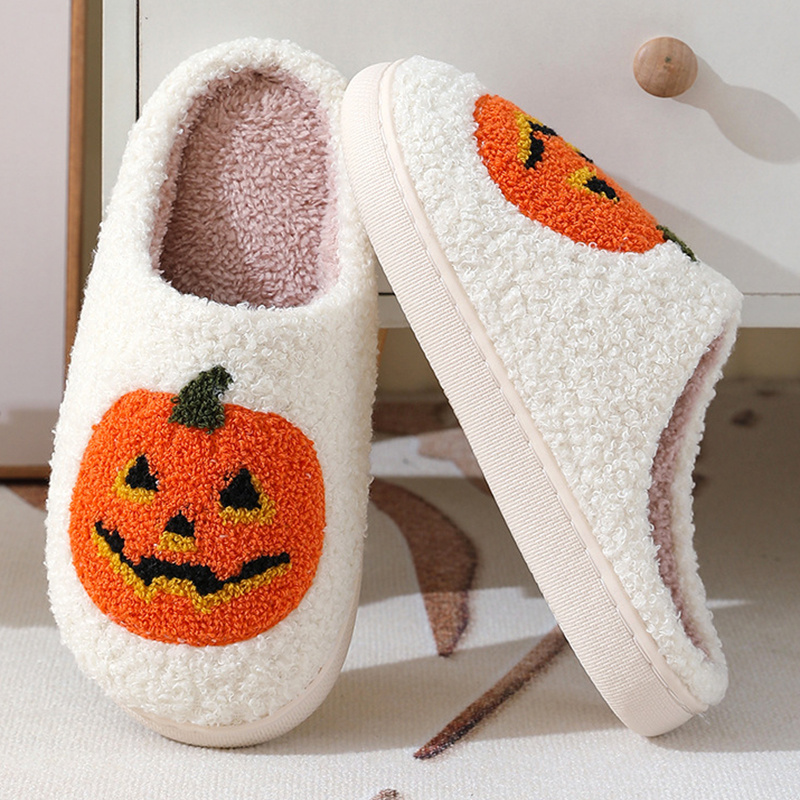 Halloween Pumpkin Cartoon Slippers Warm Winter Slippers Men And Women Couples Indoor House Shoes - Image 3
