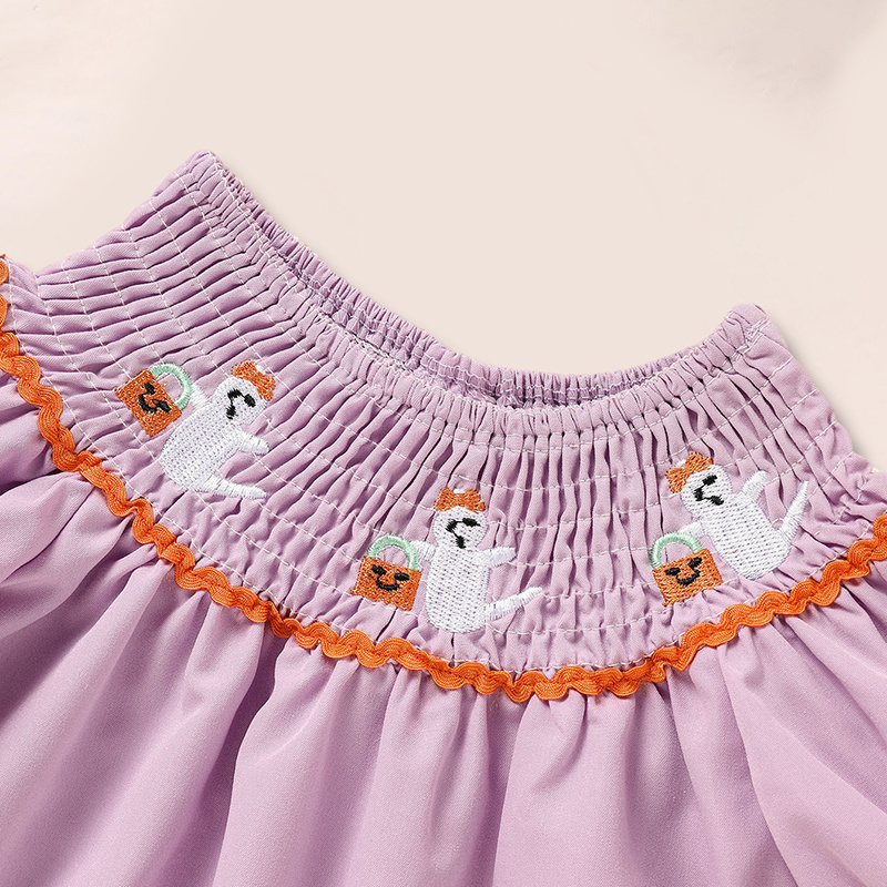 Infant Baby Girls Halloween Dress Ghost Embroidery Dress With Headband Party Costume Dresses - Image 6