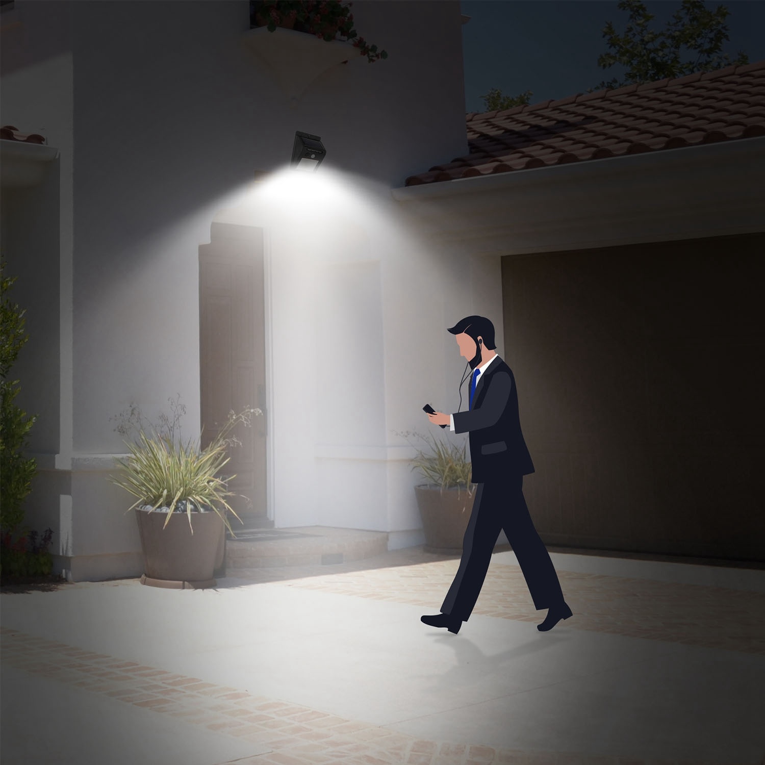 1Pc Solar Light 20 LEDs Outdoor PIR Motion Sensor Lights IP65 Waterproof 120 Degree Sensing Wide Angle Lighting For Garage Front Door Garden Pathway - Image 2