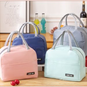 Solid Color Thickened Insulated Lunch Tote Bag, Portable Thermal Cooler Lunch Bag, Reusable Waterproof Food Carrier Bag, Leakproof Lunch Container Bag For Office Workers Students Picnic Travel